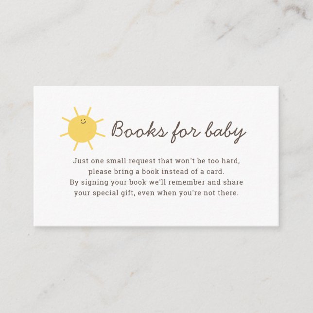 Little Sunshine Books For Baby Book Request Card (Front)