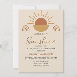 Little Sunshine Gender Neutral Boho Baby Shower  Invitation