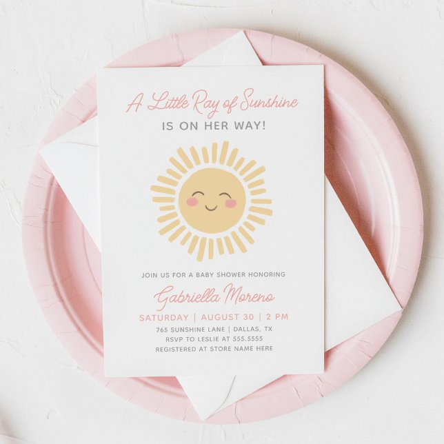 Little Sunshine Girl Baby Shower Invitation (Creator Uploaded)