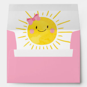 Little Sunshine Girl Pink Bow Baby Sun Envelope