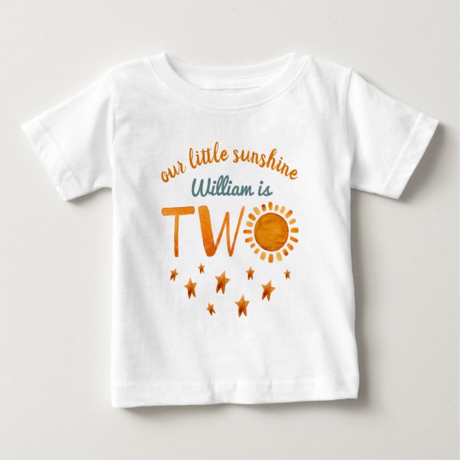 little Sunshine Name 2nd Birthday Boy   Baby T-Shirt (Front)