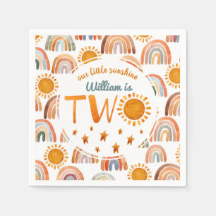 little Sunshine Name 2nd Birthday Boy Napkin