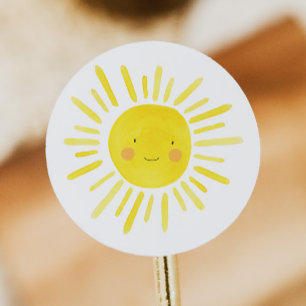 Little Sunshine Party Yellow Sun Classic Round Sticker
