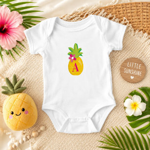 Little Sunshine Pineapple Monogram Baby Bodysuit