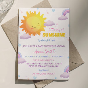 Little Sunshine Rainbow Baby Shower Invitation