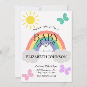 Little Sunshine & Rainbows Baby Shower Invitation