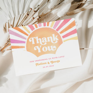 Little Sunshine Retro Pink Sun Girl Thank You Enclosure Card