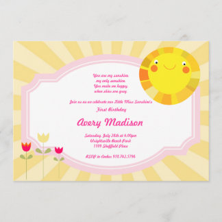Little Sunshine Summer Spring Baby Shower birthday Invitation