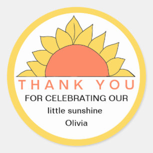 Little Sunshine Thank You Favour Sticker