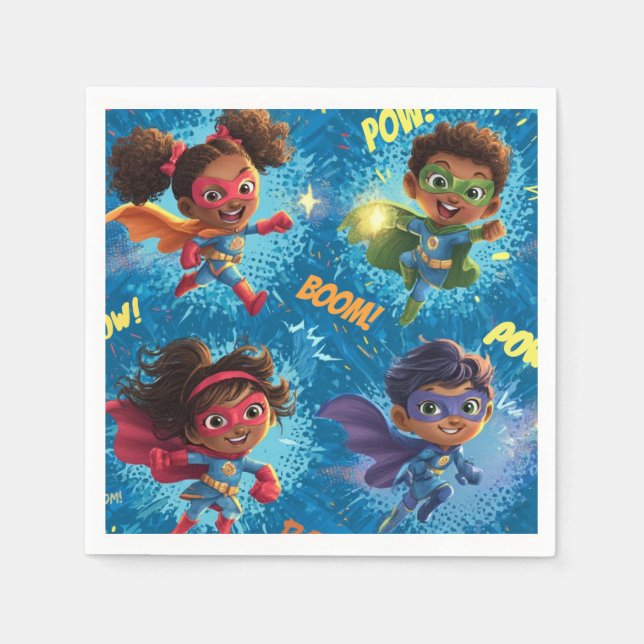 Little Superheroes Party Napkin (Front)
