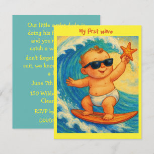 Little Surfer Dude Party Digital Download Invitation