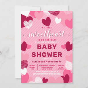 Little Sweet Heart Pink Valentine Baby Shower Invitation