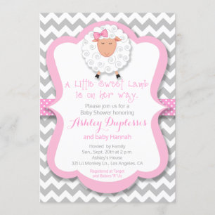 Little Sweet Lamb Girl Baby Shower Invitation