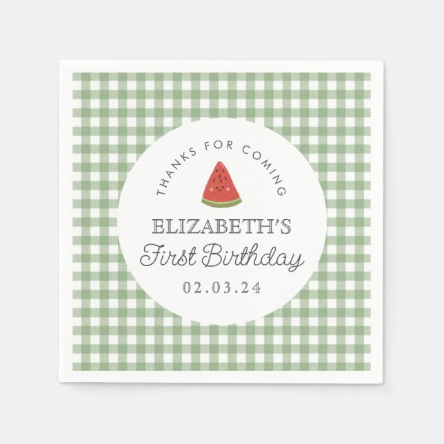 Little Sweet Melon First Birthday Napkin (Front)