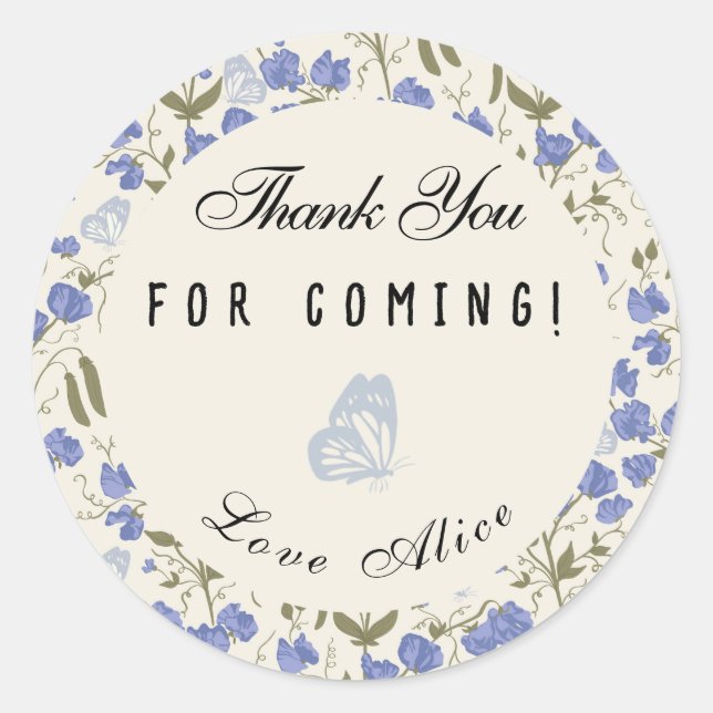 Little Sweet Pea Birthday Thank you for coming  Classic Round Sticker (Front)
