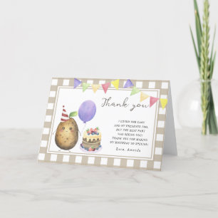 Little Sweet Potato birthday party thank you Card