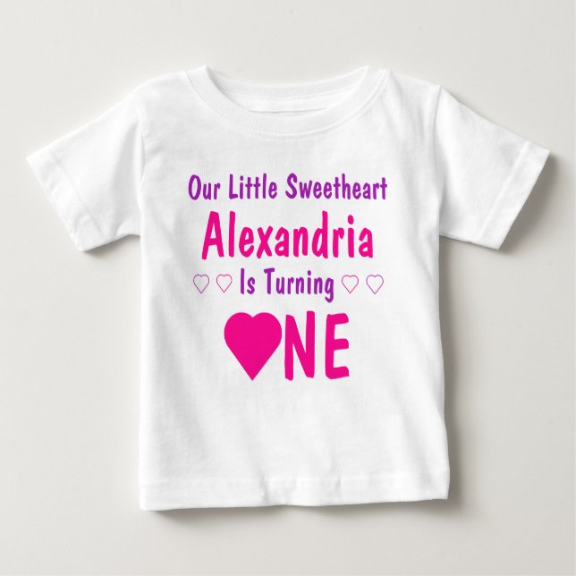 Little Sweetheart 1st Birthday Baby T-Shirt (Front)