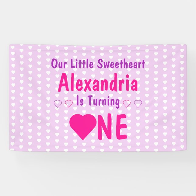 Little Sweetheart 1st Birthday Banner (Horizontal)