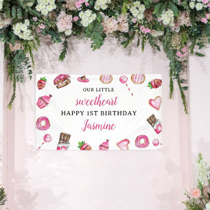 Little Sweetheart 1st Birthday Birthday Valentine  Banner