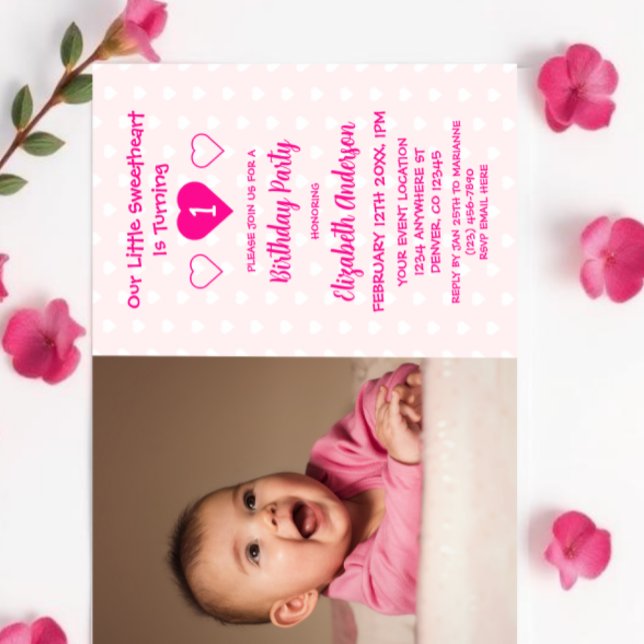 Little Sweetheart 1st Birthday Invitation (Creator Uploaded)