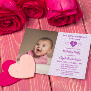 Little Sweetheart 1st Birthday Invitation