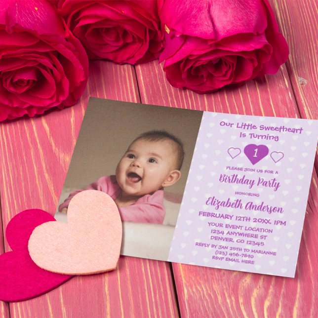 Little Sweetheart 1st Birthday Invitation (Creator Uploaded)