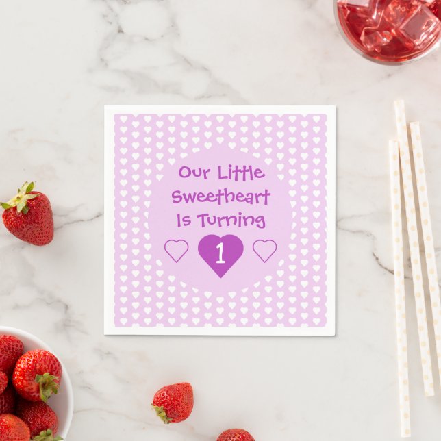 Little Sweetheart 1st Birthday Napkin (Insitu)
