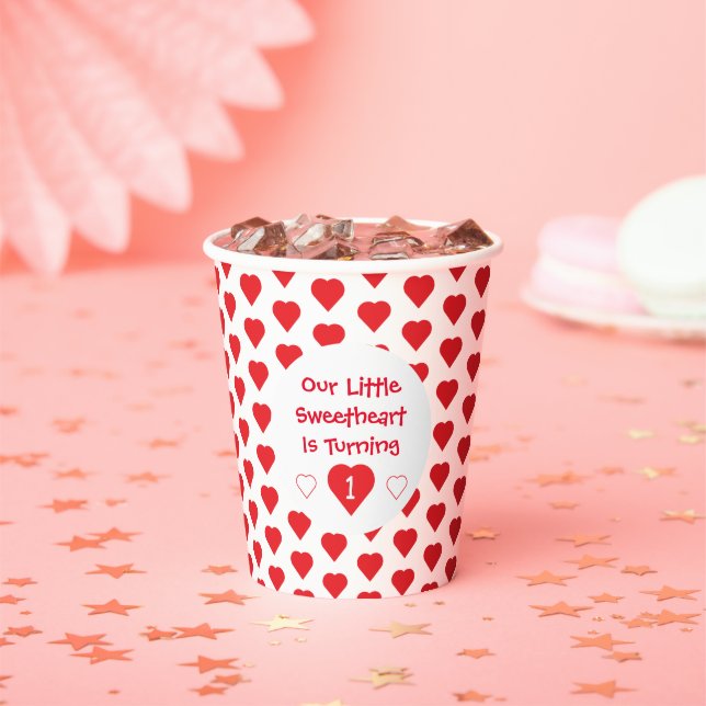 Little Sweetheart 1st Birthday Paper Cups (Insitu)