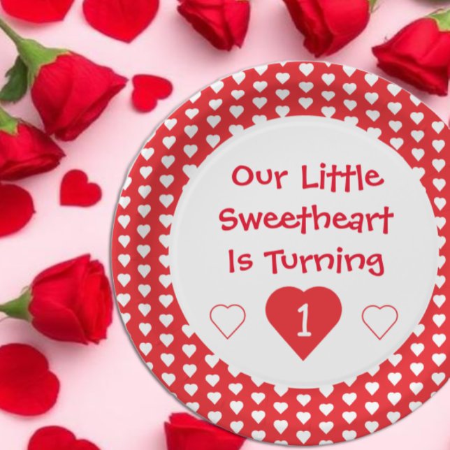 Little Sweetheart 1st Birthday Paper Plate (Creator Uploaded)