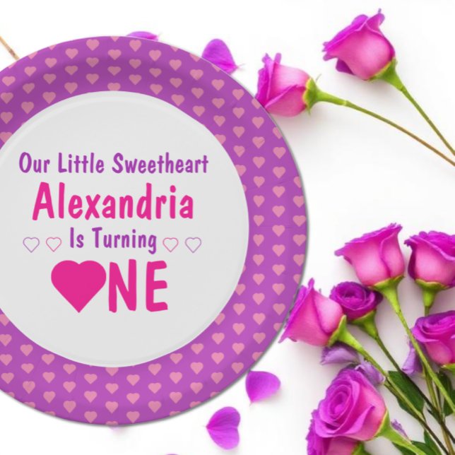 Little Sweetheart 1st Birthday Paper Plate (Creator Uploaded)