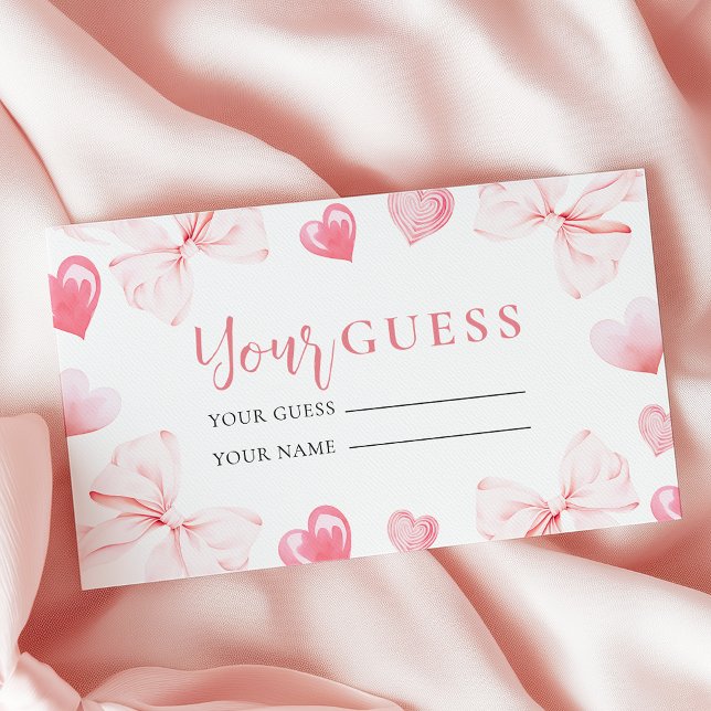 Little Sweetheart Answer Card Pink Bow Baby Shower (Creator Uploaded)