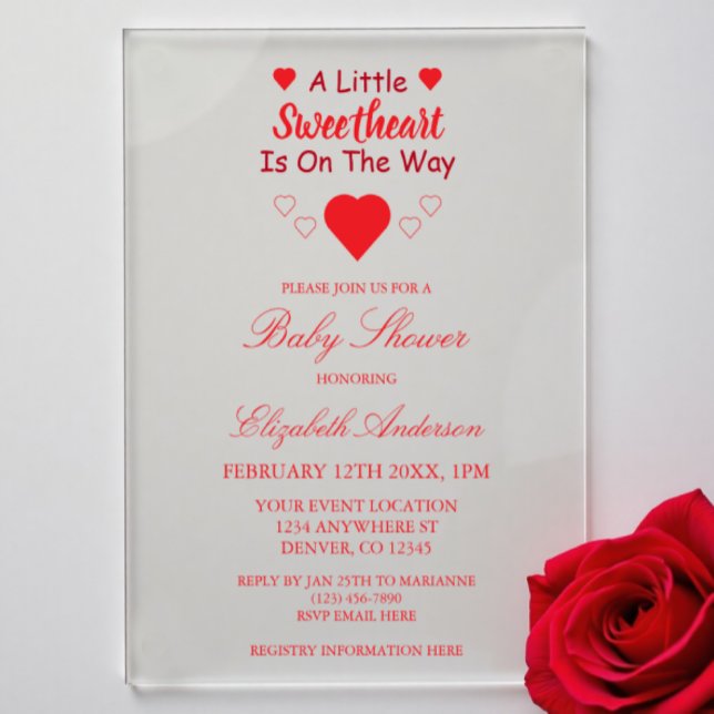 Little Sweetheart Baby Shower Acrylic Invitations (Creator Uploaded)