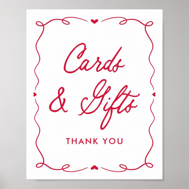 Little Sweetheart Baby Shower Cards and Gifts Sign (Front)