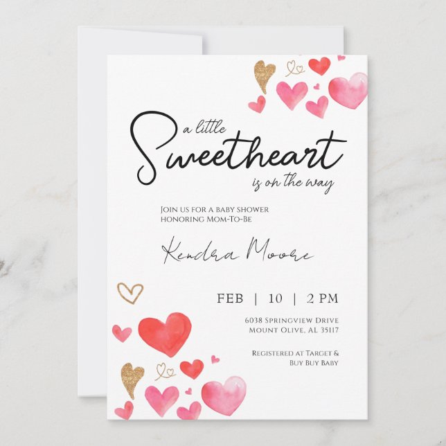 Little Sweetheart Baby Shower Invitation (Front)
