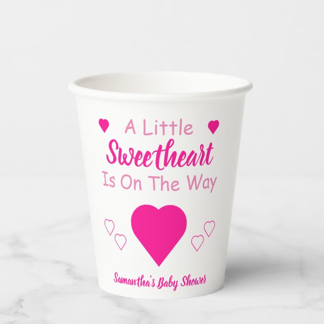 Little Sweetheart Baby Shower Paper Cups (Front)