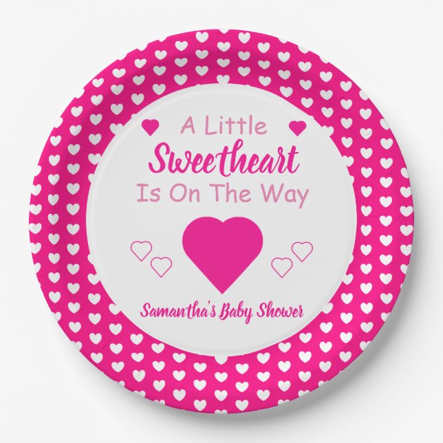 Little Sweetheart Baby Shower Paper Plate (Front)