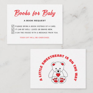 Little Sweetheart Baby Shower Please Bring A Book Enclosure Card