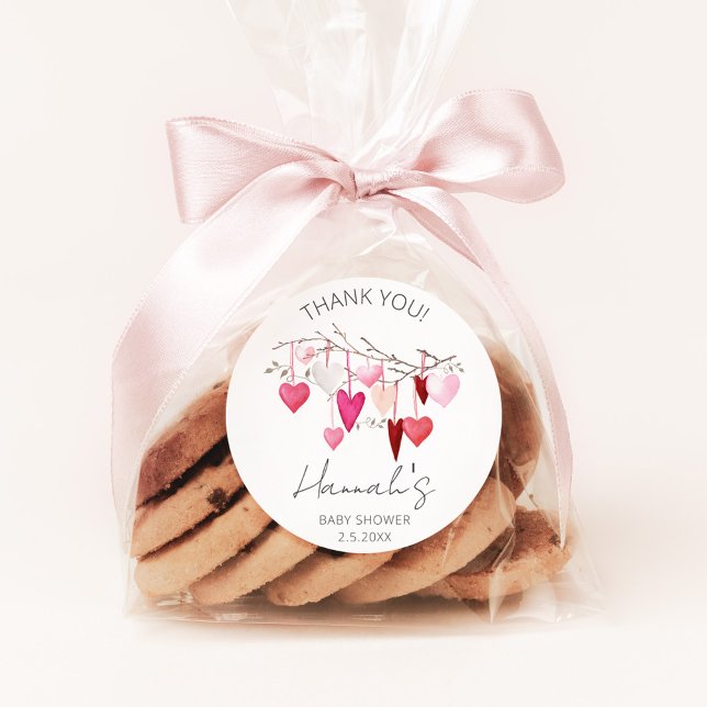 Little Sweetheart Baby Shower Thank You Favour Classic Round Sticker (little sweetheart valentine baby shower favor sticker
)