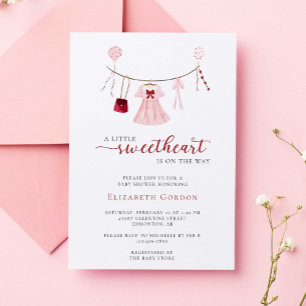 Little Sweetheart Baby Shower Valentine Cute Invitation