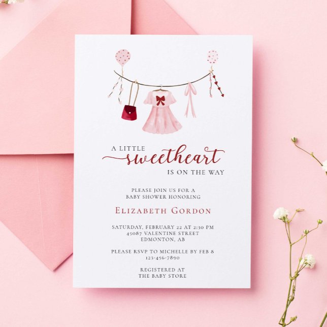 Little Sweetheart Baby Shower Valentine Cute Invitation (Creator Uploaded)