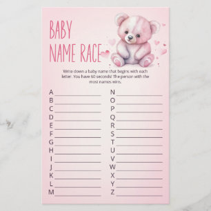 Little sweetheart bear Baby Shower game