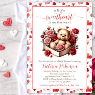Little Sweetheart Bear Baby Shower Invitation