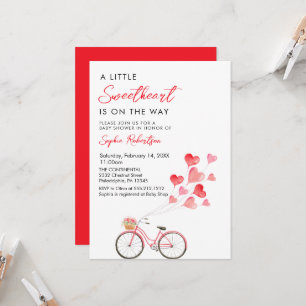Little Sweetheart bicycle Valentine's Baby Shower Invitation