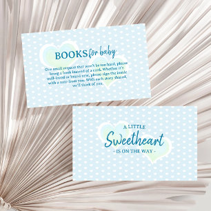 Little Sweetheart Blue Baby Shower Books for Baby Enclosure Card