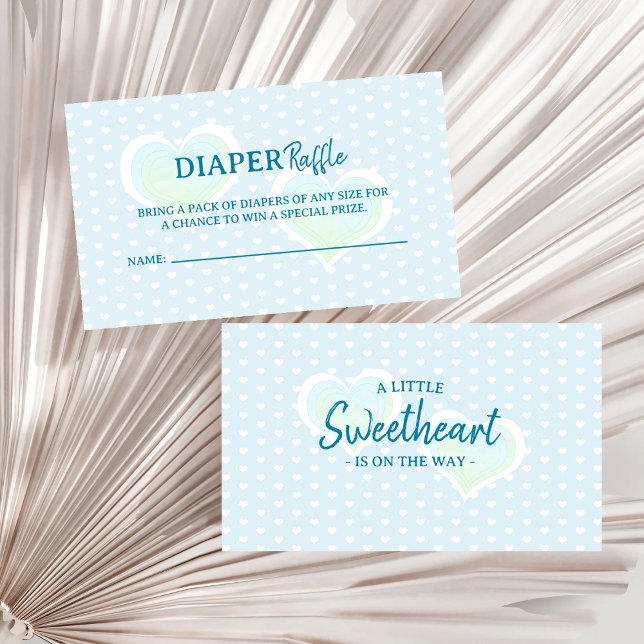 Little Sweetheart Blue Baby Shower Diaper Raffle Enclosure Card (Creator Uploaded)