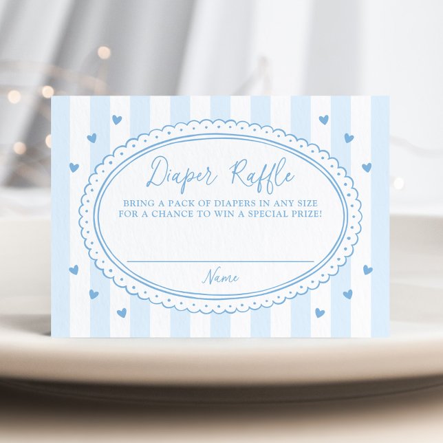 Little Sweetheart Blue Bow Diaper Raffle Enclosure Card (Creator Uploaded)