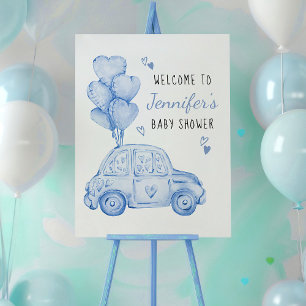 Little Sweetheart Blue Car and Balloons Welcome Poster