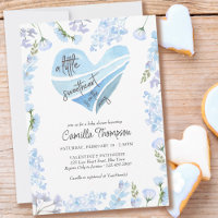 Little Sweetheart Blue Heart Flowers Baby Shower