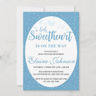 Little Sweetheart Blue Valentine Boy Baby Shower Invitation