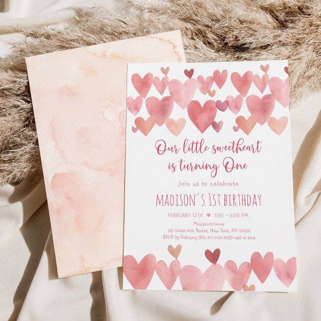 Little Sweetheart Boho Hearts First Birthday Invitation (Creator Uploaded)